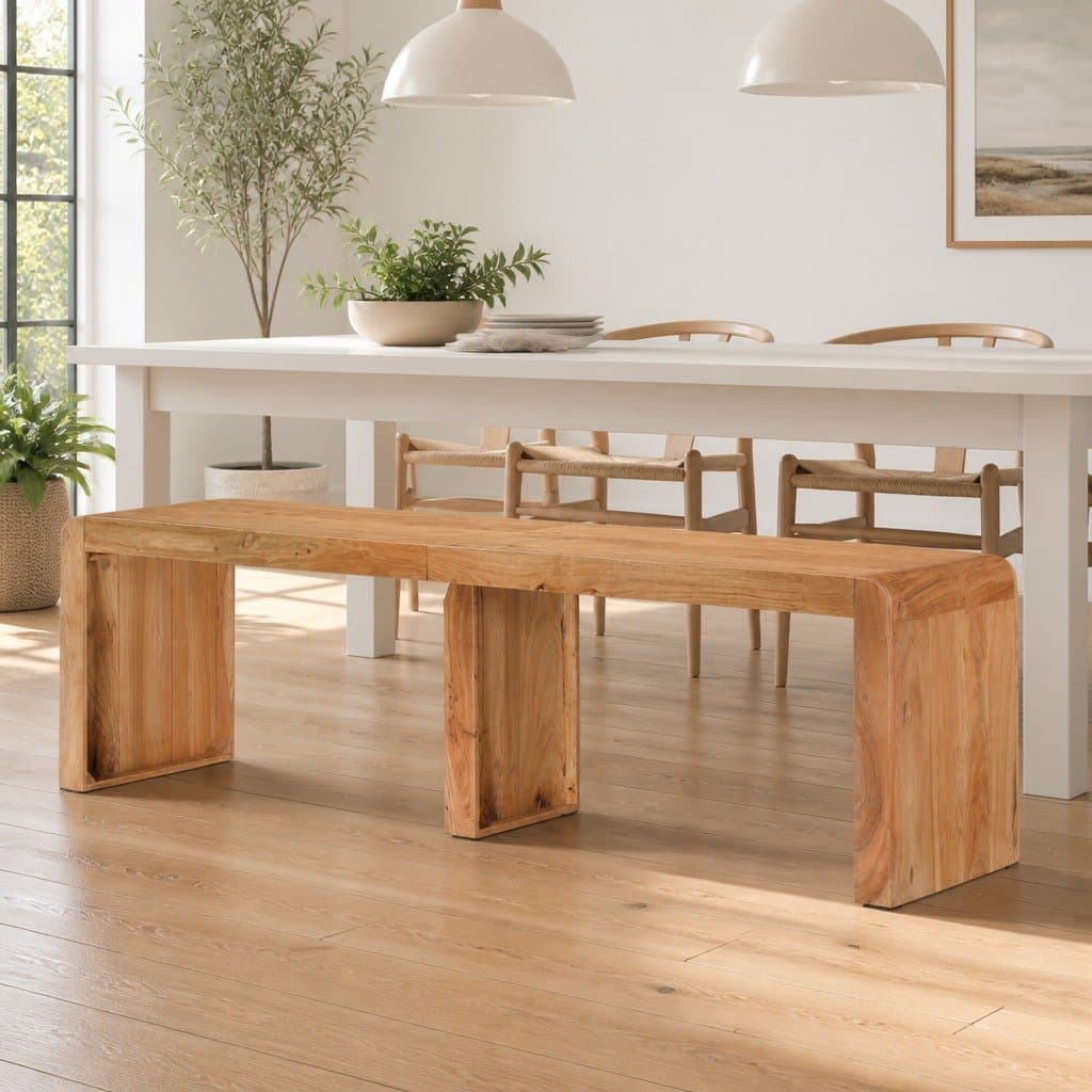 Solid Acacia Wooden Bench 160x38x45 cm for Dining