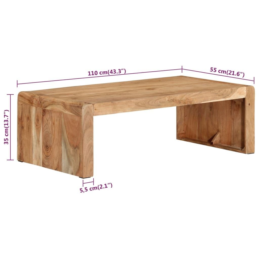 Brown Acacia Wood Coffee Table 110x55x35 cm