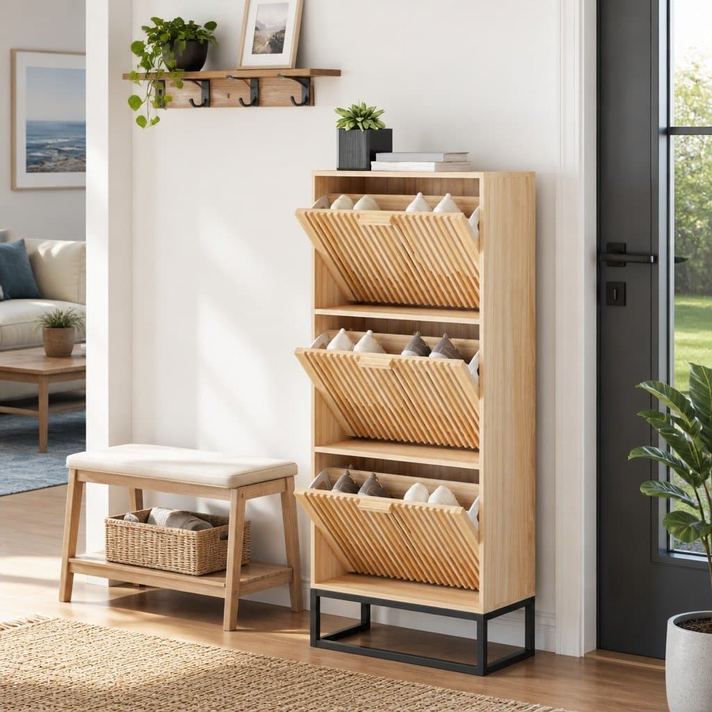 Shoe Cabinet 52x25x120cm Brown Engineered Wood