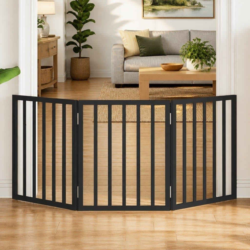 3-Panel Foldable Dog Gate in Black