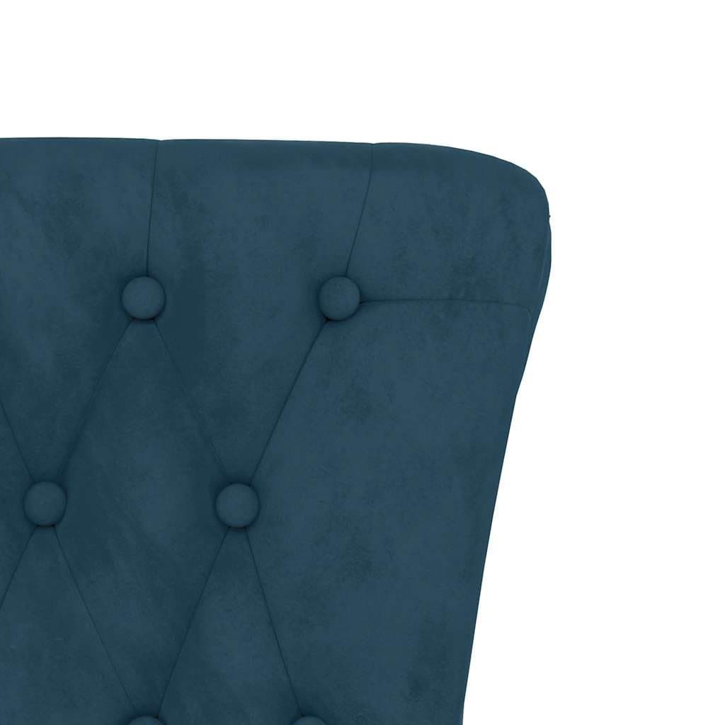 High Back Blue Velvet Armchair with Padded Seat