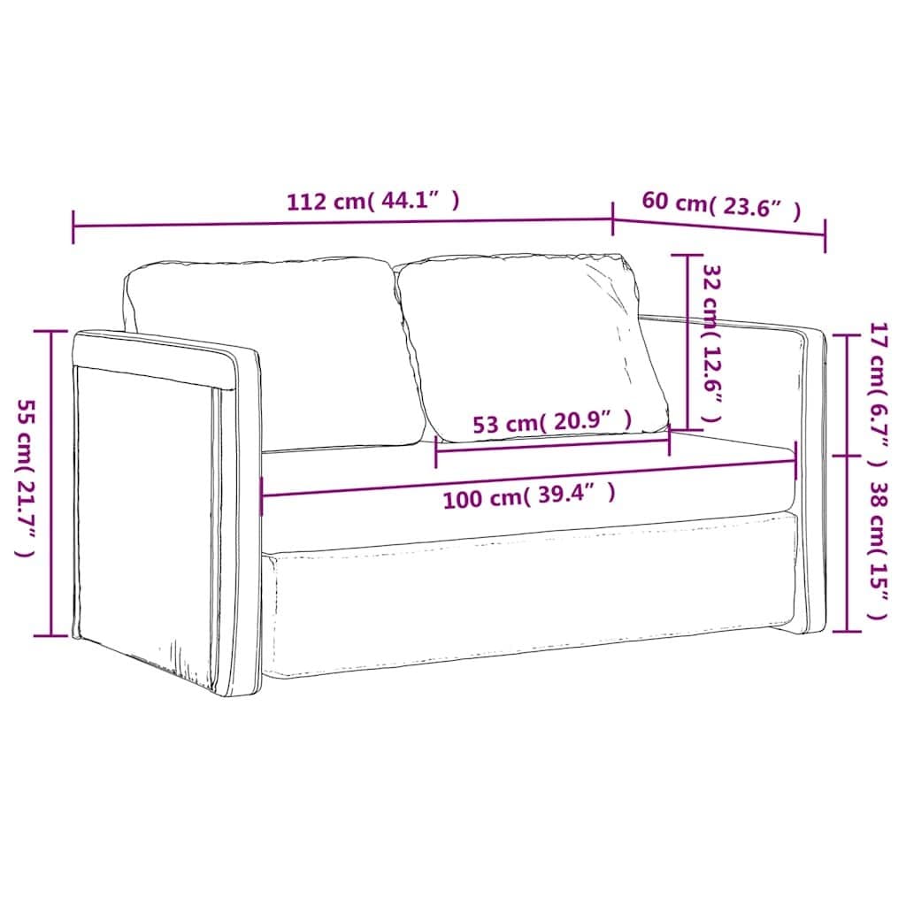Grey Fabric 2-in-1 Convertible Loveseat Floor Sofa Bed