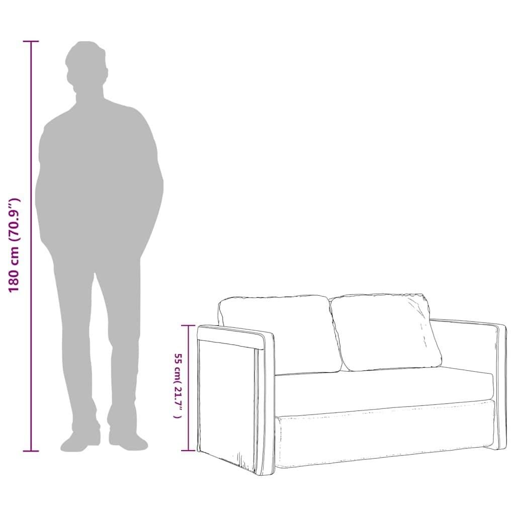 Grey Fabric 2-in-1 Convertible Loveseat Floor Sofa Bed