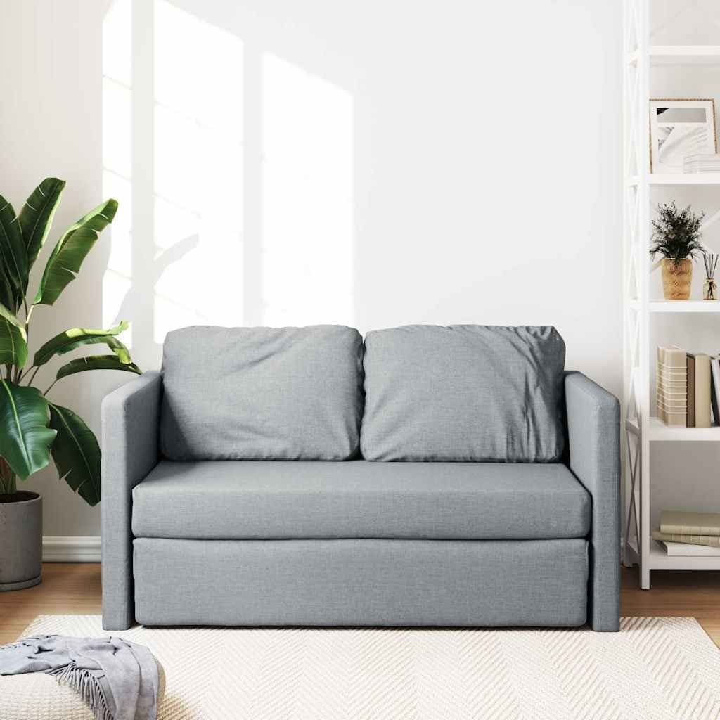 Grey Fabric 2-in-1 Convertible Loveseat Floor Sofa Bed