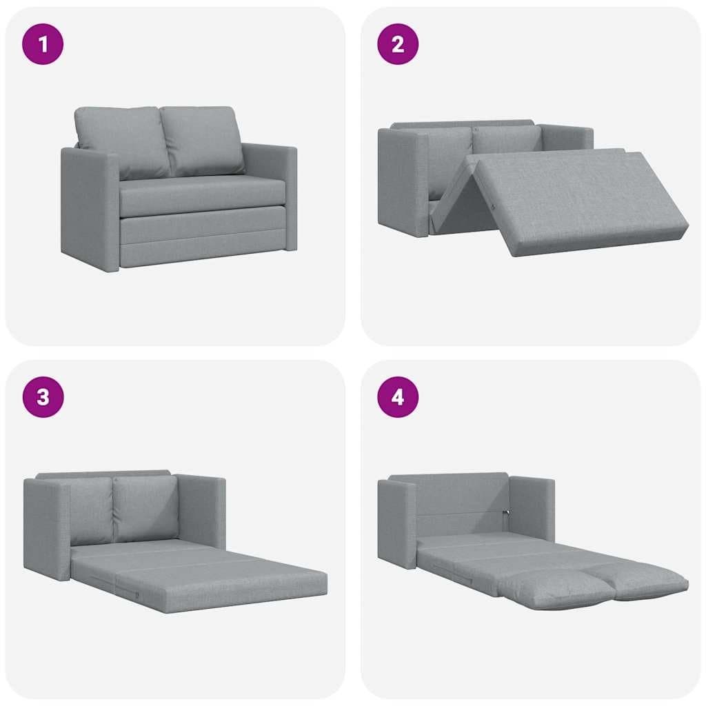 Grey Fabric 2-in-1 Convertible Loveseat Floor Sofa Bed