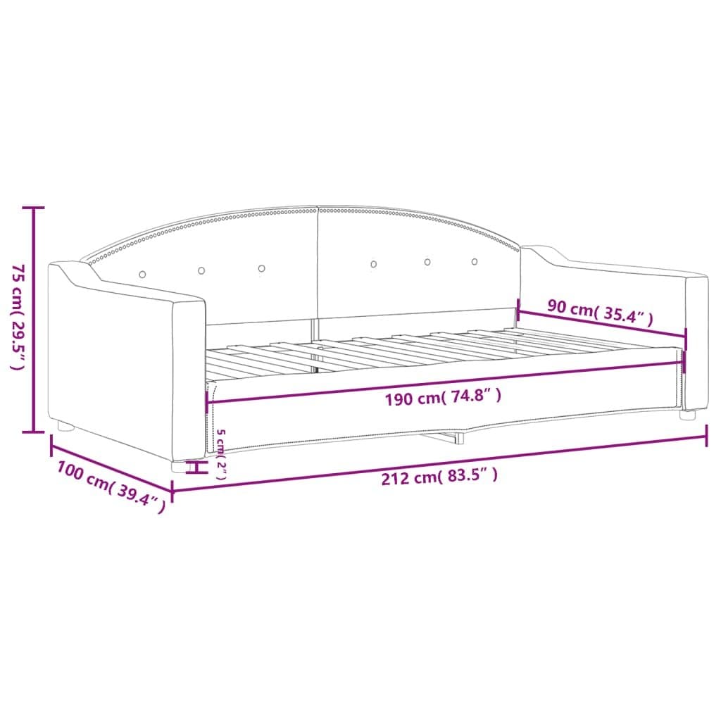 2-in-1 Grey Fabric Day Bed Sofa Bed 90x190cm