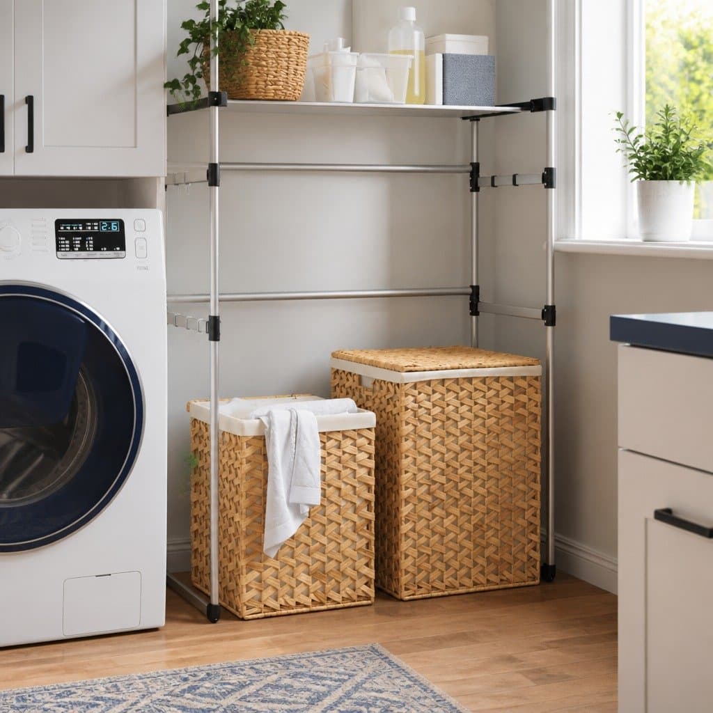 Foldable Laundry Baskets 2 pcs Water Hyacinth Brown