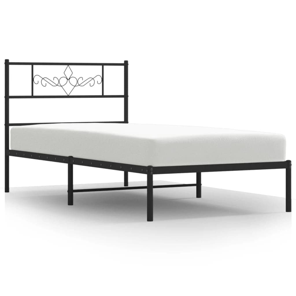 Black Metal Bed Frame King Single 107x203cm