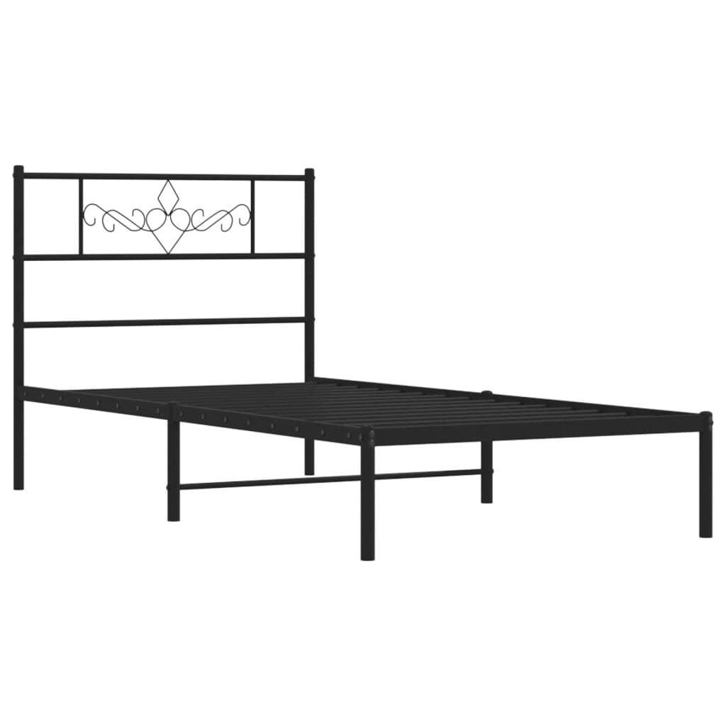 Black Metal Bed Frame King Single 107x203cm