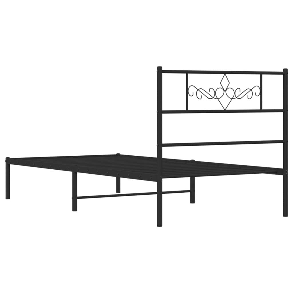 Black Metal Bed Frame King Single 107x203cm