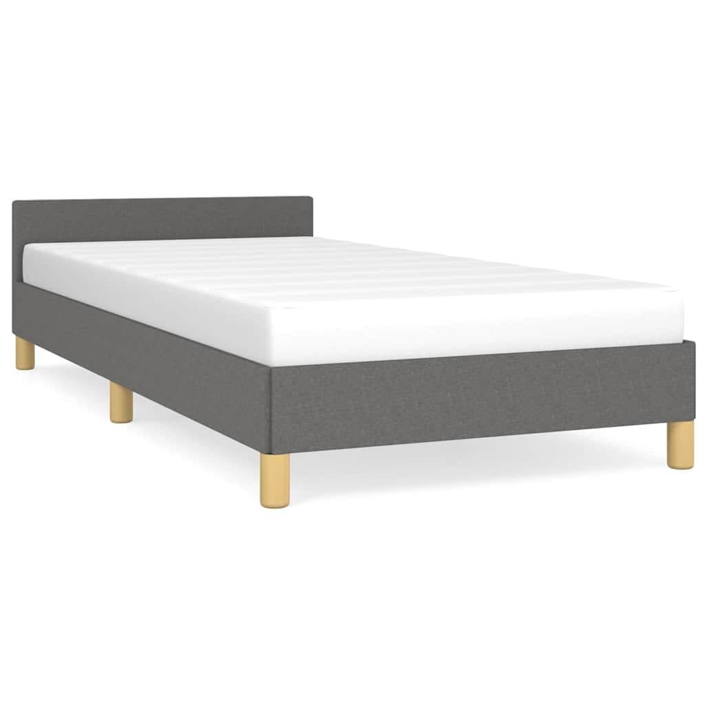 King Single Grey Fabric Bed Frame with Supportive Headboard