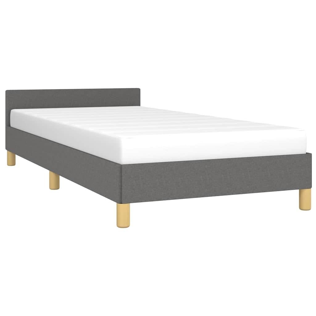 King Single Grey Fabric Bed Frame with Supportive Headboard