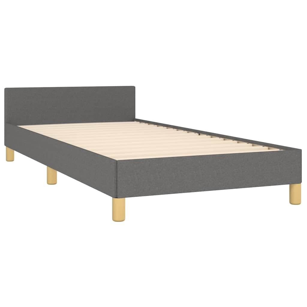 King Single Grey Fabric Bed Frame with Supportive Headboard