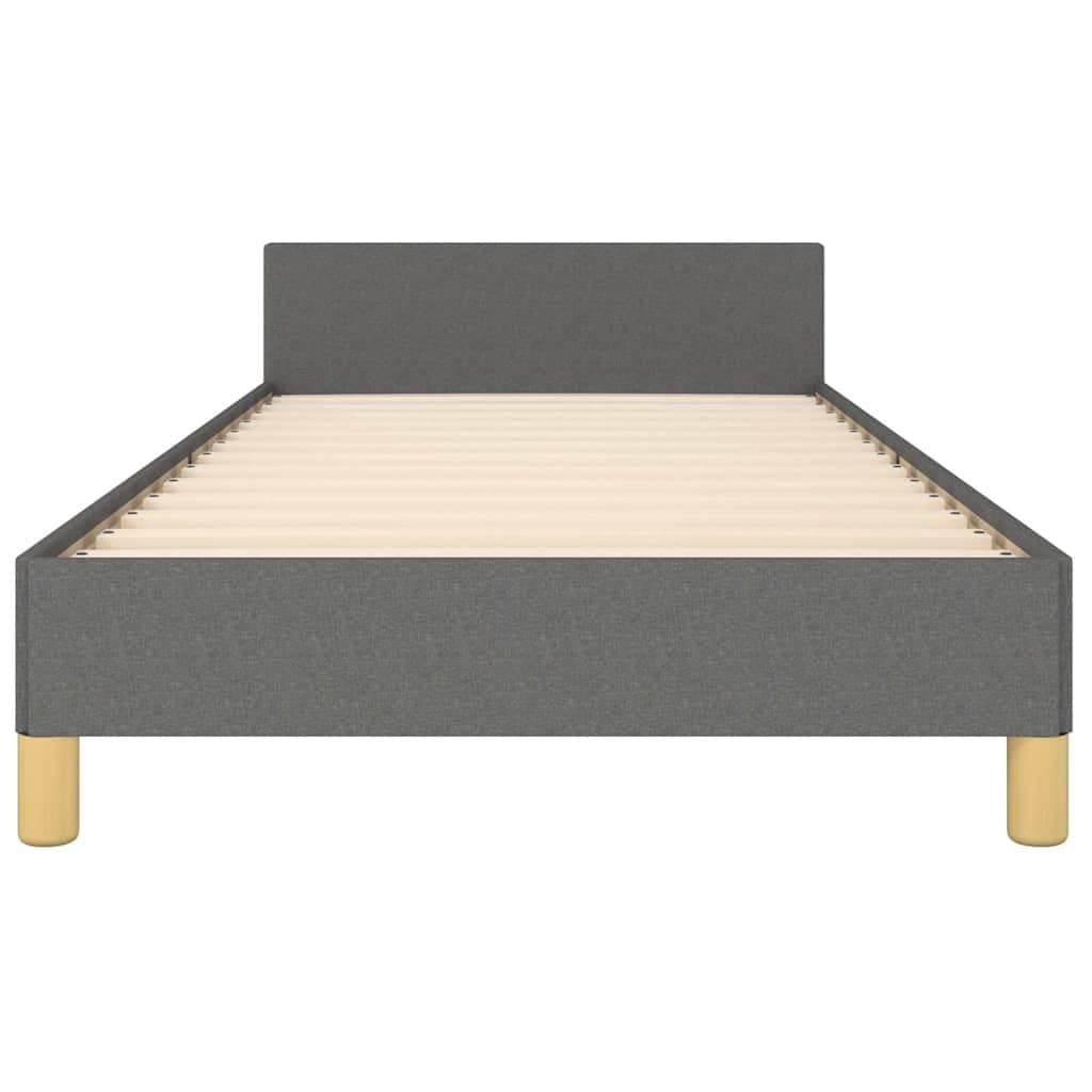 King Single Grey Fabric Bed Frame with Supportive Headboard