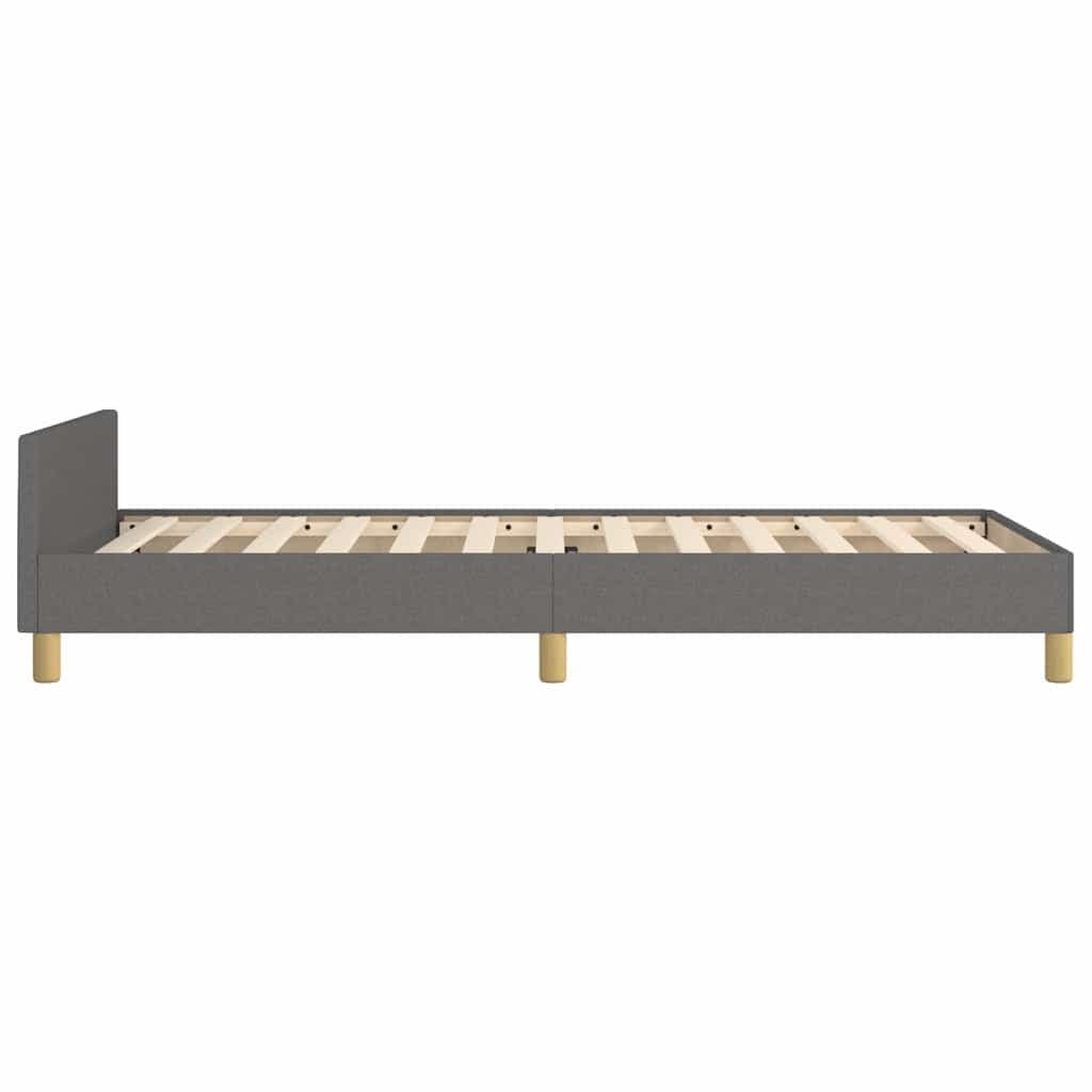 King Single Grey Fabric Bed Frame with Supportive Headboard