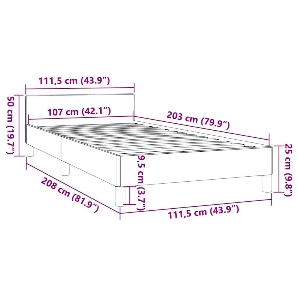 King Single Grey Fabric Bed Frame with Supportive Headboard