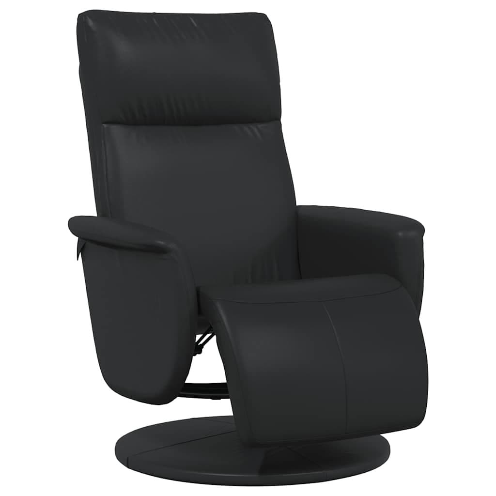 Black Faux Leather Recliner Chair with Footrest