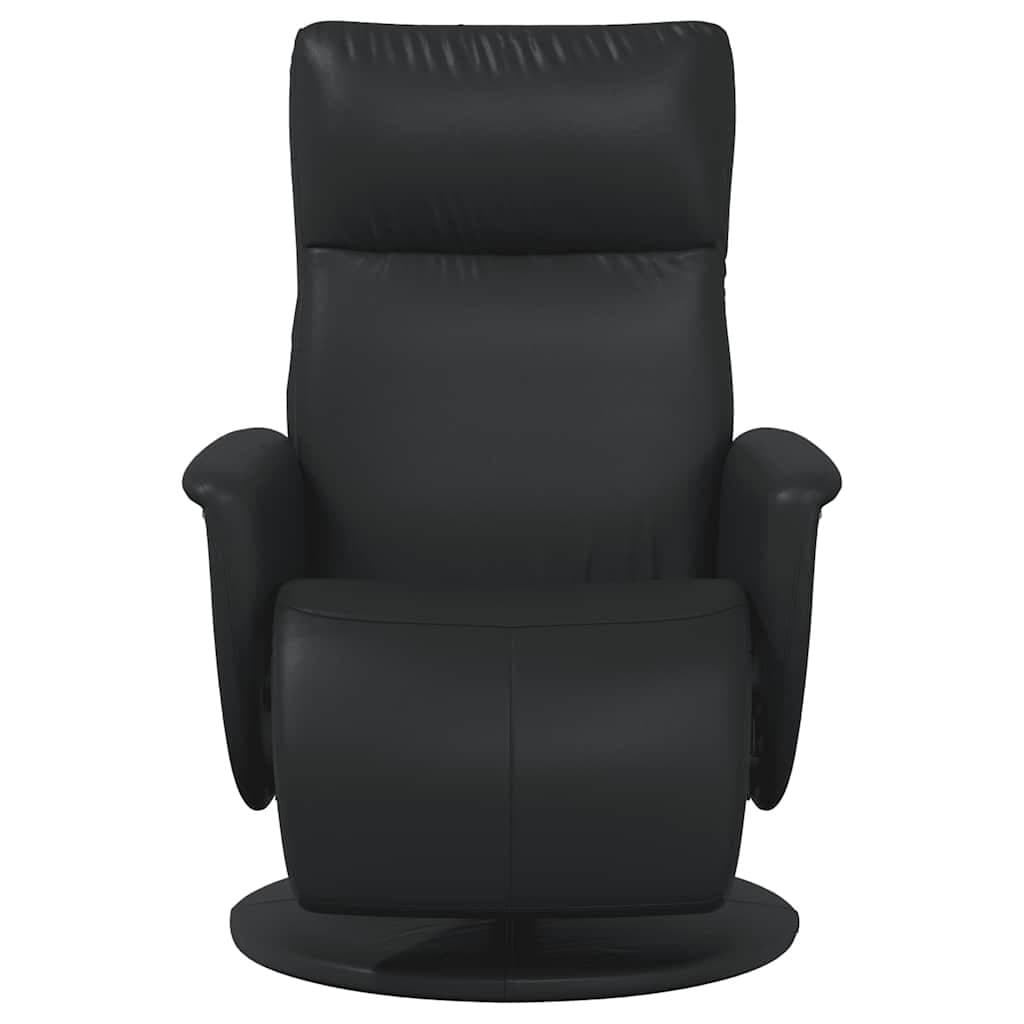 Black Faux Leather Recliner Chair with Footrest