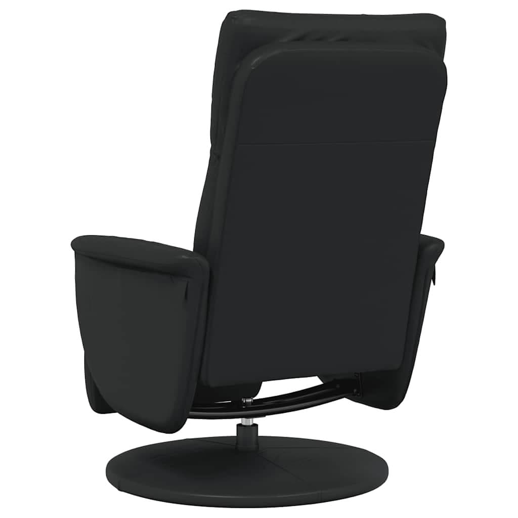 Black Faux Leather Recliner Chair with Footrest