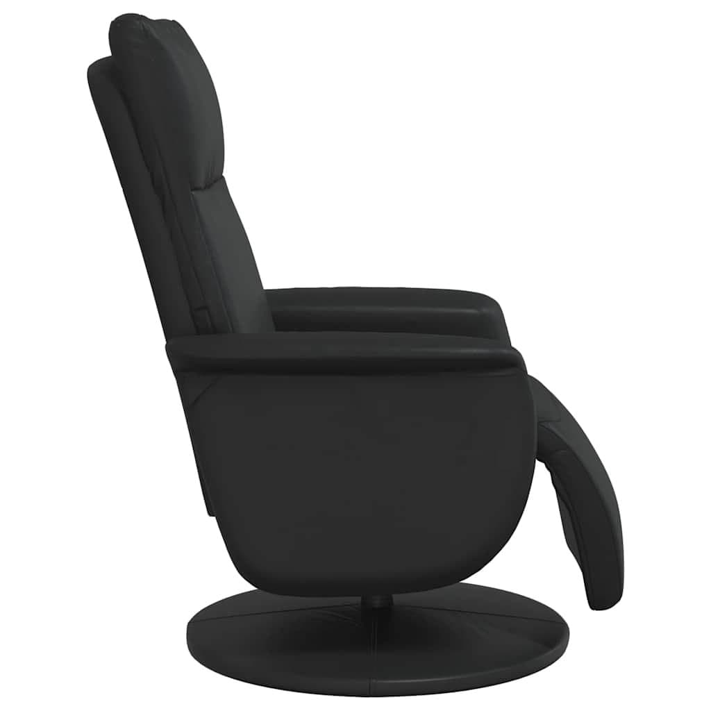 Black Faux Leather Recliner Chair with Footrest