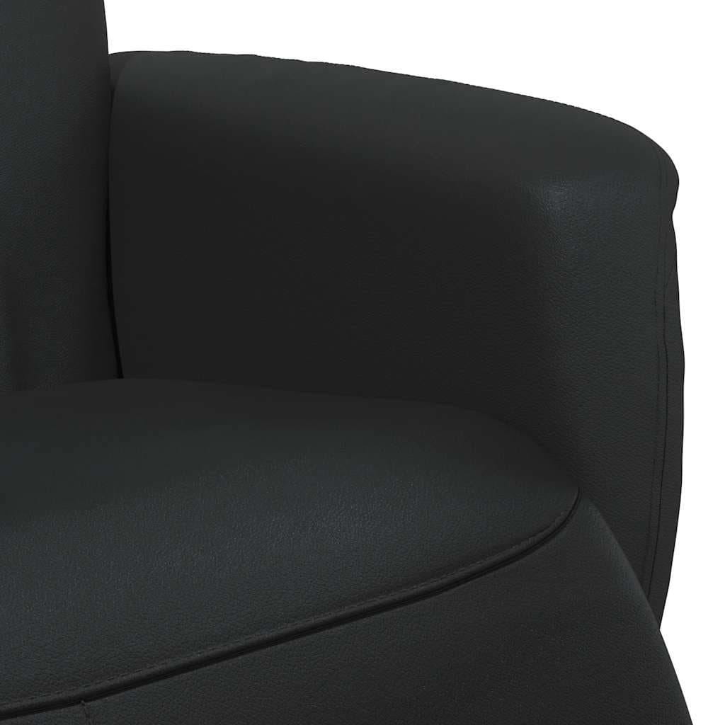 Black Faux Leather Recliner Chair with Footrest