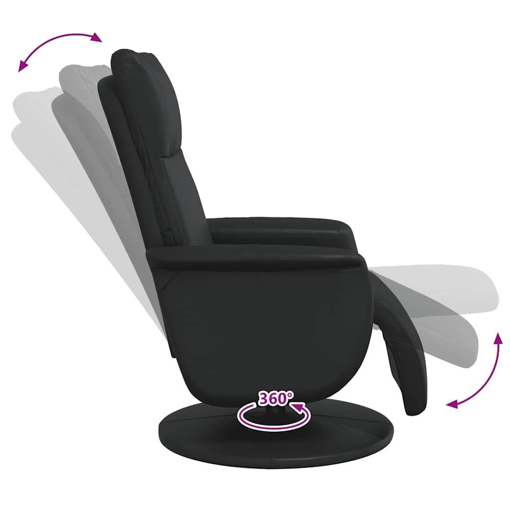 Black Faux Leather Recliner Chair with Footrest