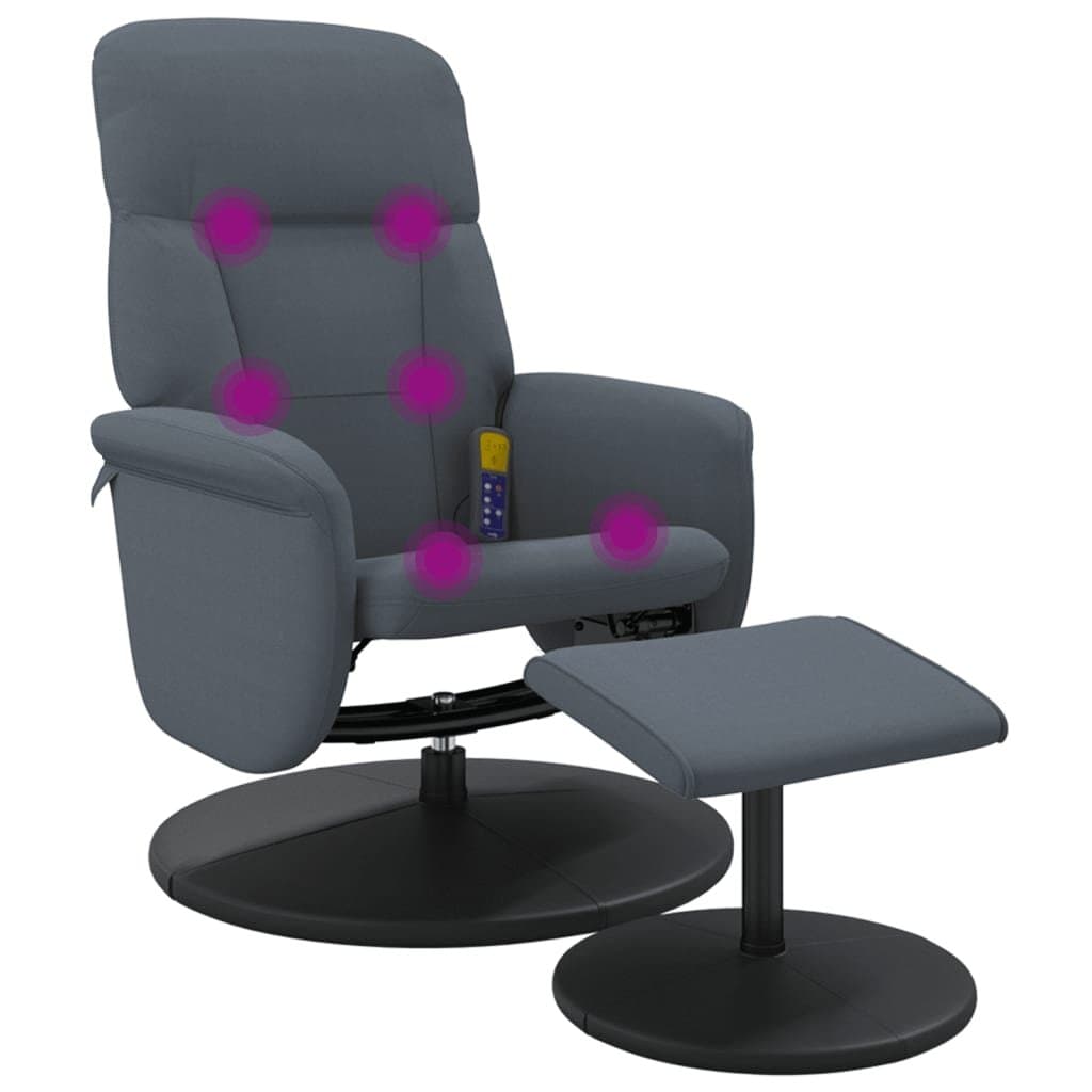 Dark Grey Velvet Massage Recliner Chair with Footstool