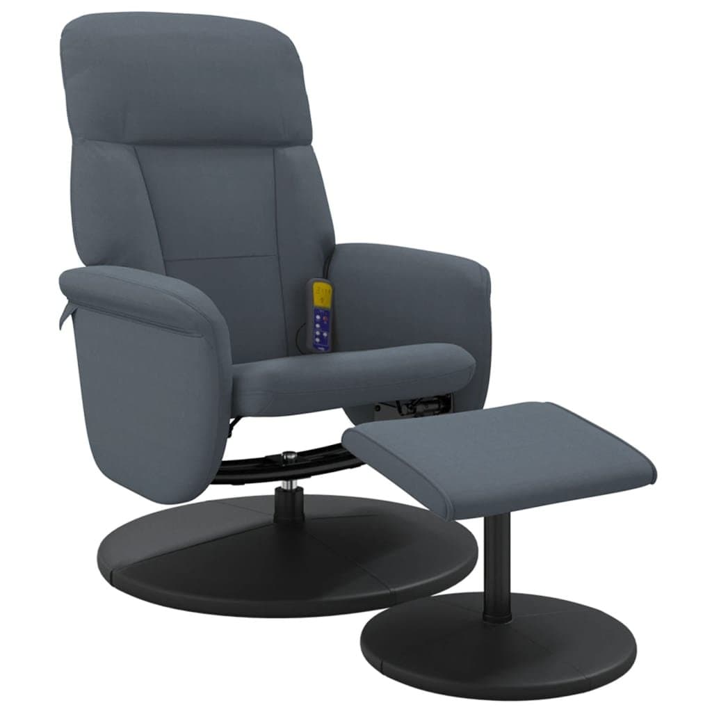 Dark Grey Velvet Massage Recliner Chair with Footstool