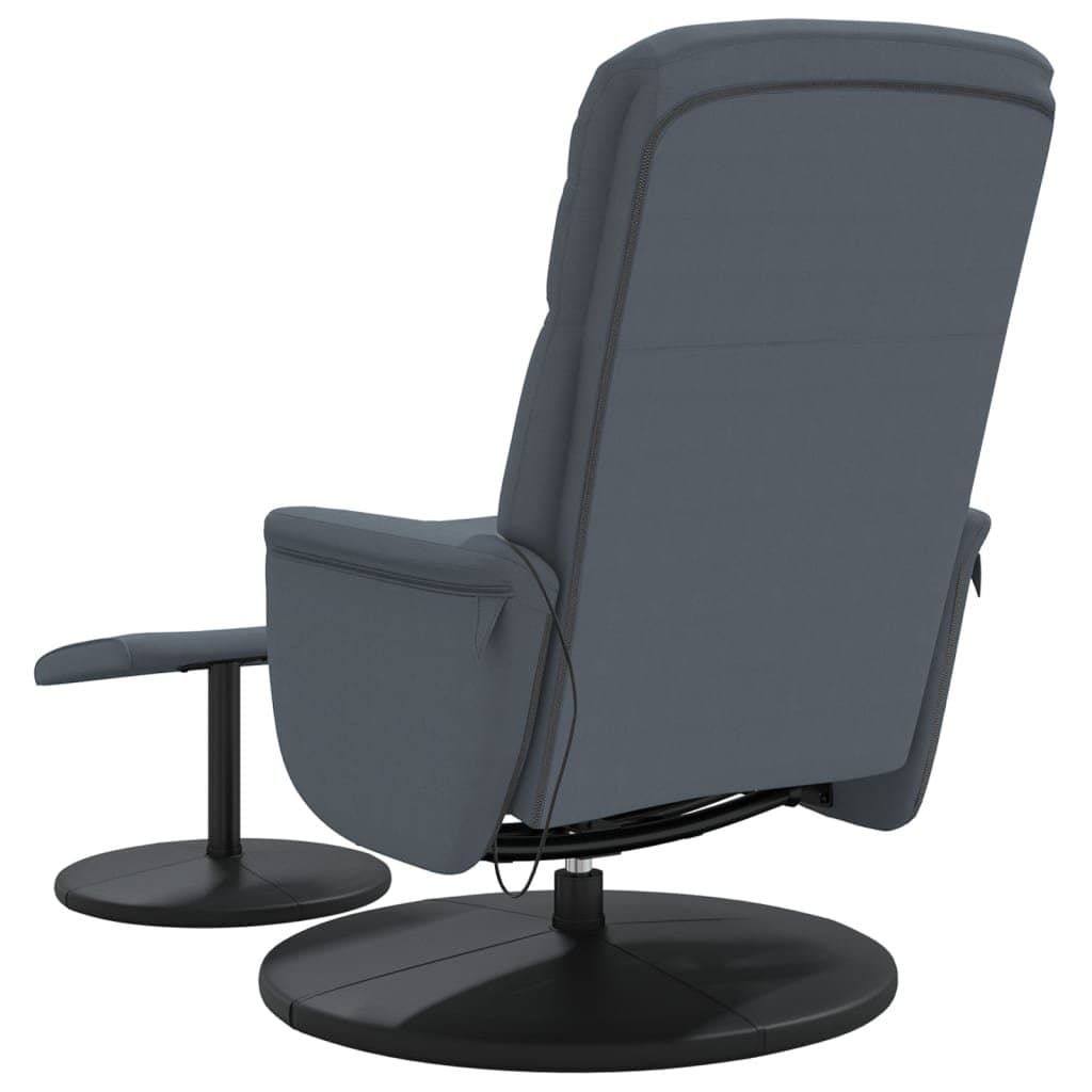 Dark Grey Velvet Massage Recliner Chair with Footstool