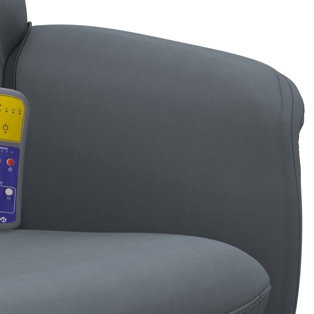 Dark Grey Velvet Massage Recliner Chair with Footstool