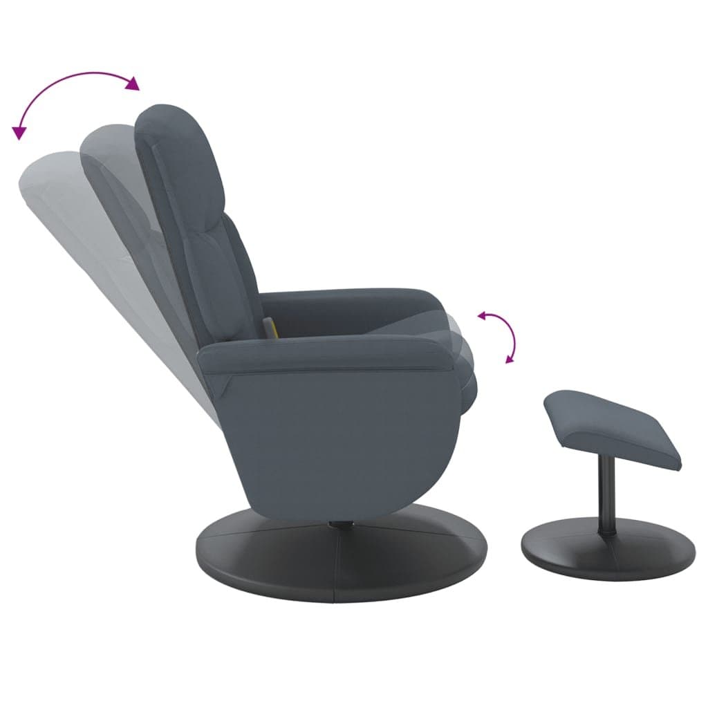 Dark Grey Velvet Massage Recliner Chair with Footstool