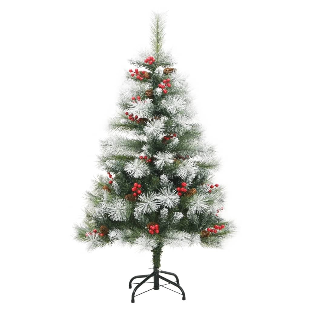 150cm White Hinged Christmas Tree with Natural Accents