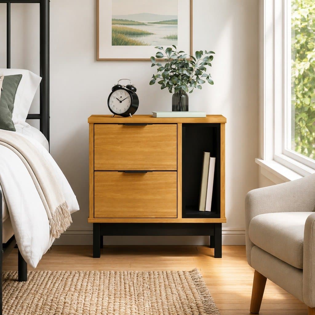 Bedside Cabinet with Drawers Storage Nightstand Bedroom Solid Wood Table Brown