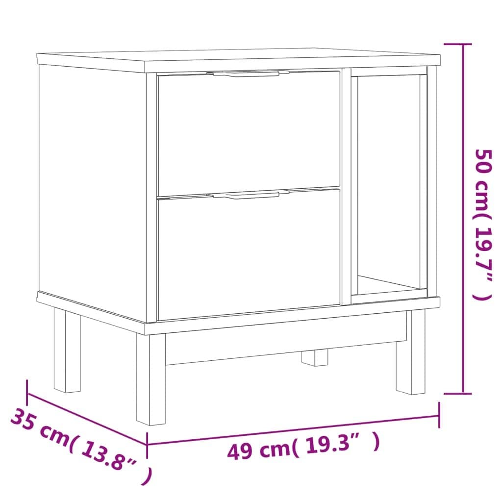 Bedside Cabinet with Drawers Storage Nightstand Bedroom Solid Wood Table Brown