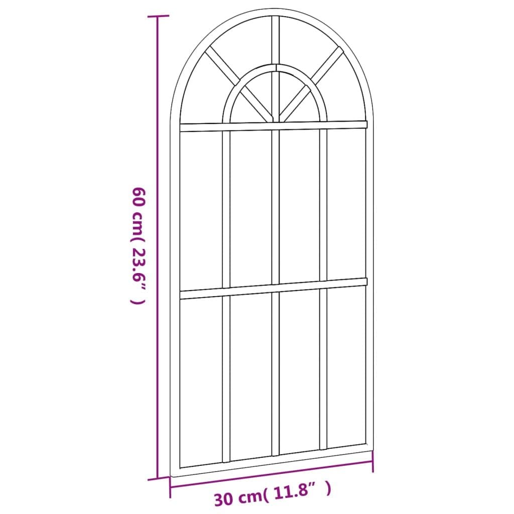 Black Arch Iron Frame Wall Mirror 30x60 cm for Home