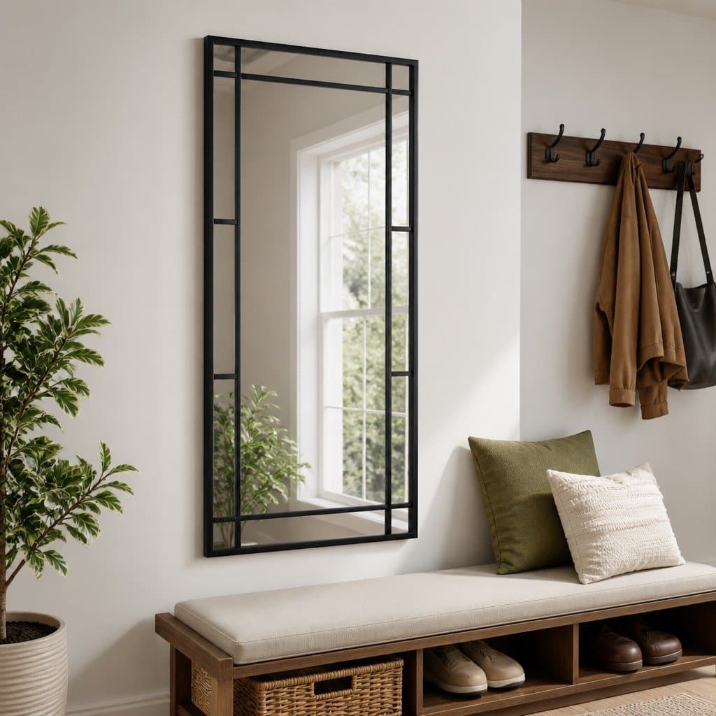 Black Rectangle Wall Mirror 40x80cm with Iron Frame