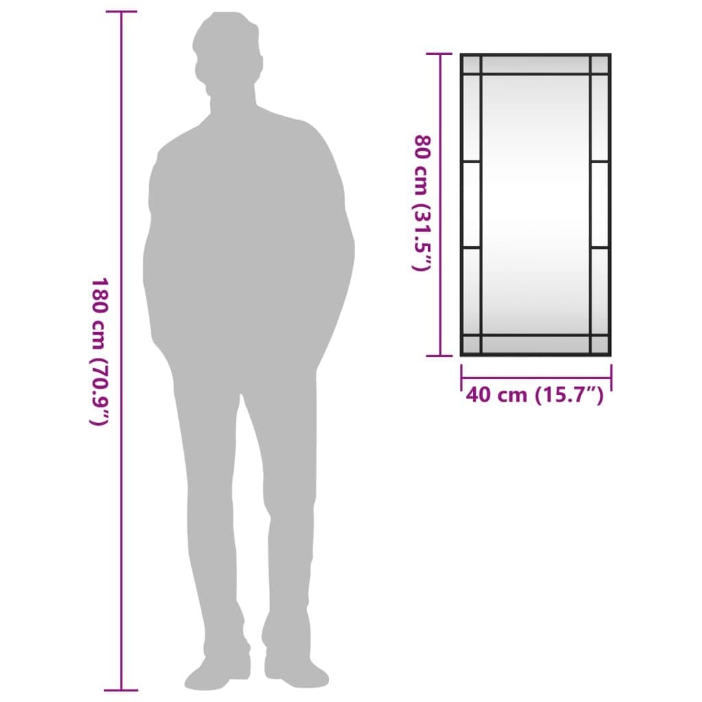 Black Rectangle Wall Mirror 40x80cm with Iron Frame