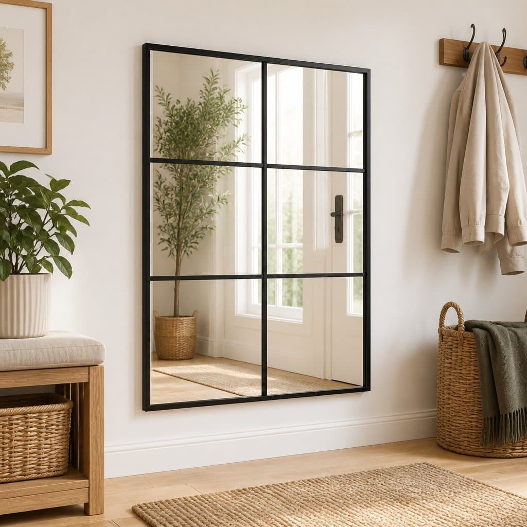 Wall Mirror Rectangle Black 50x60cm Hanging Home Decor Minimalist Design