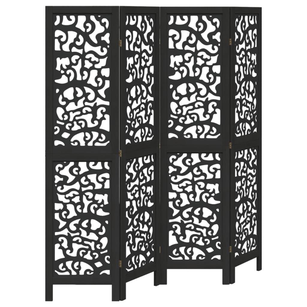 Black Folding Room Divider with 4 Durable Panels
