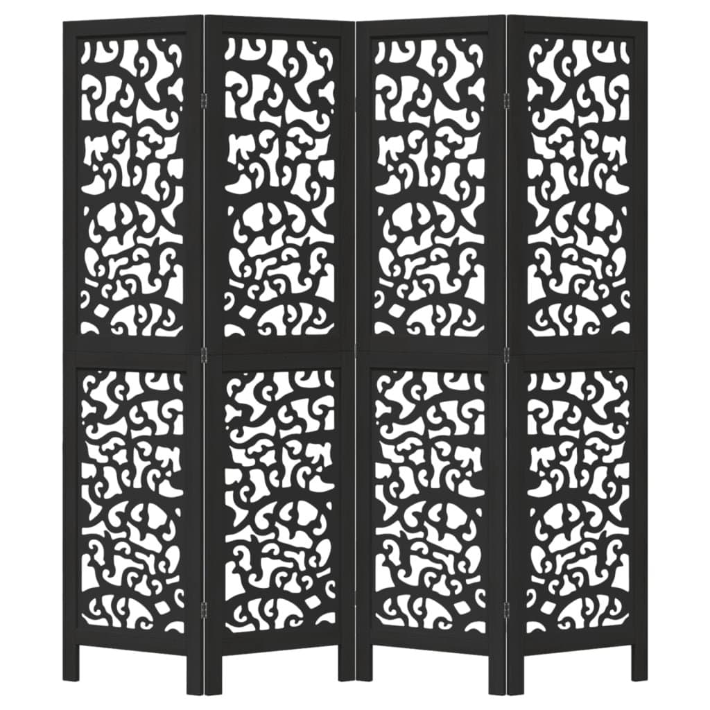 Black Folding Room Divider with 4 Durable Panels