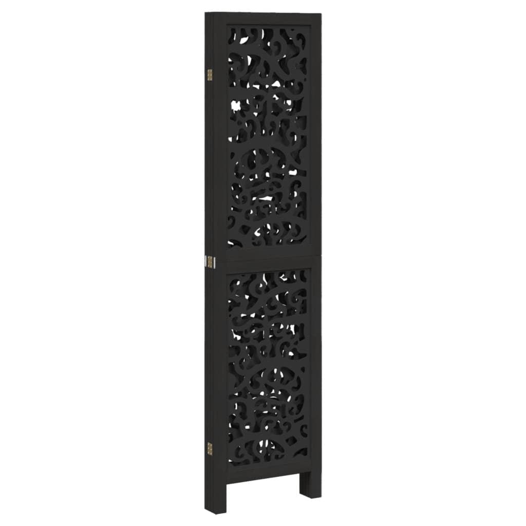 Black Folding Room Divider with 4 Durable Panels