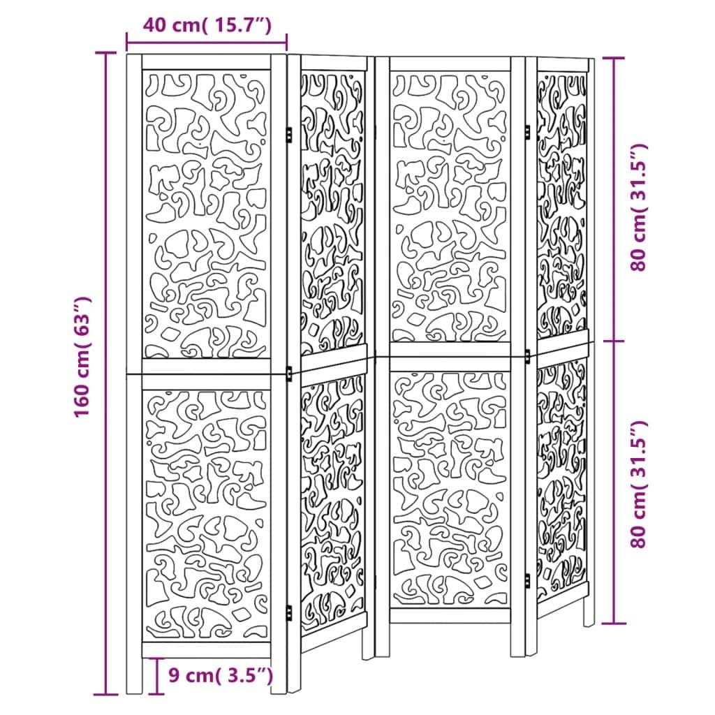 Black Folding Room Divider with 4 Durable Panels