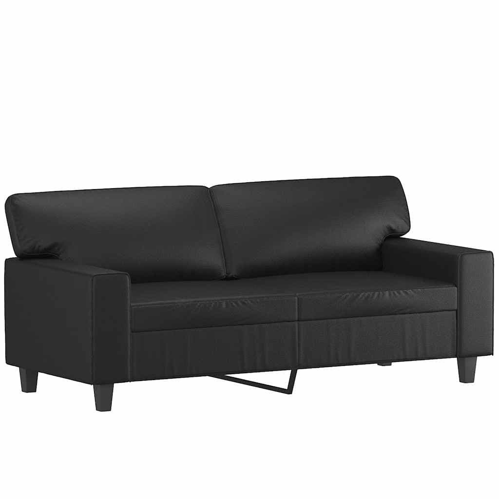 2-Seater Sofa Black 140cm Modern Lounge Couch Faux Leather Living Room Furniture