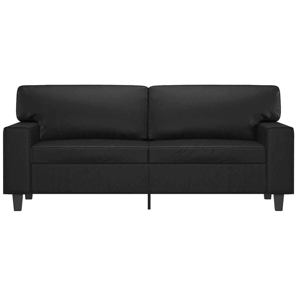 2-Seater Sofa Black 140cm Modern Lounge Couch Faux Leather Living Room Furniture