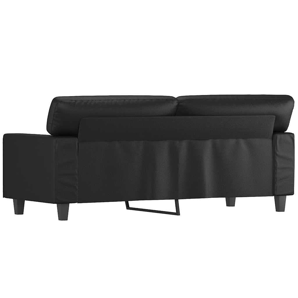 2-Seater Sofa Black 140cm Modern Lounge Couch Faux Leather Living Room Furniture