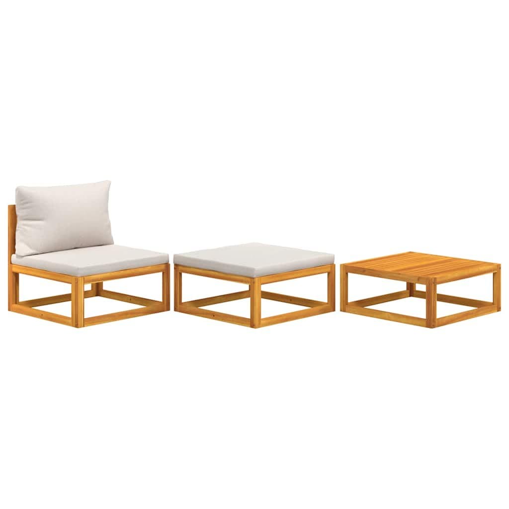 Outdoor Garden Lounge Set with Grey Cushions and Acacia Table