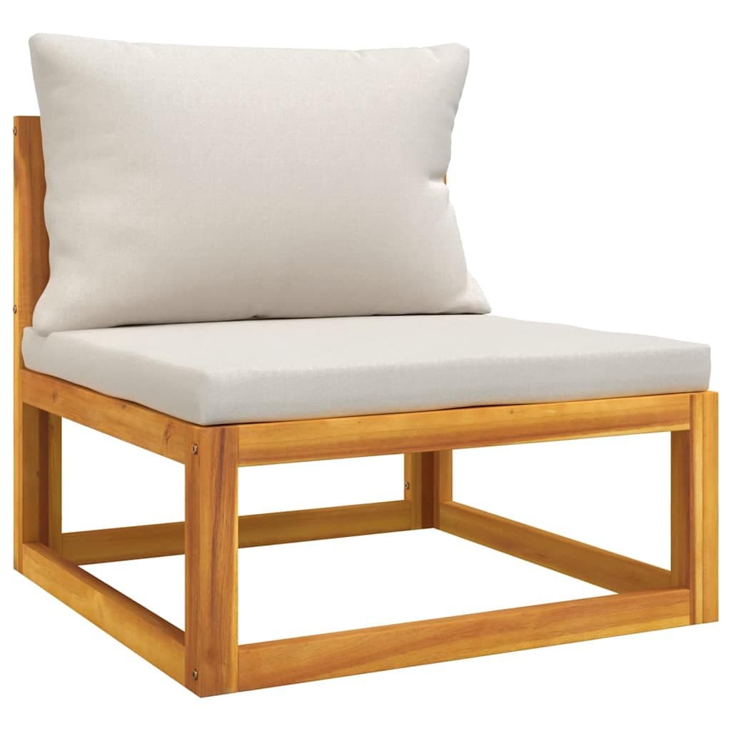 Outdoor Garden Lounge Set with Grey Cushions and Acacia Table