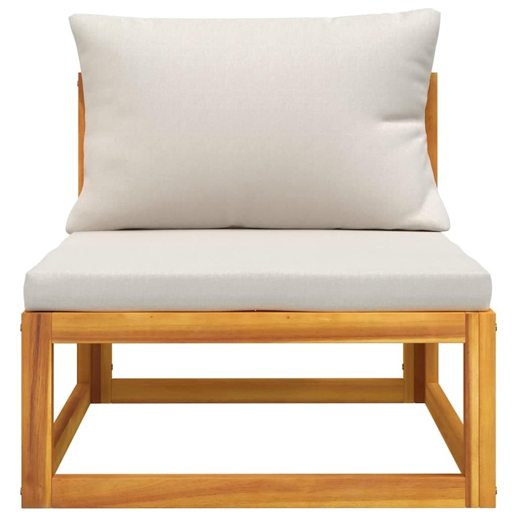 Outdoor Garden Lounge Set with Grey Cushions and Acacia Table