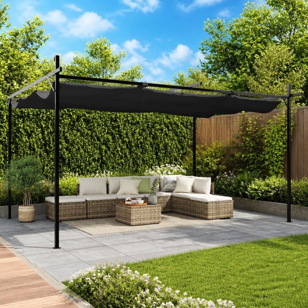 Anthracite Pergola with Retractable Roof