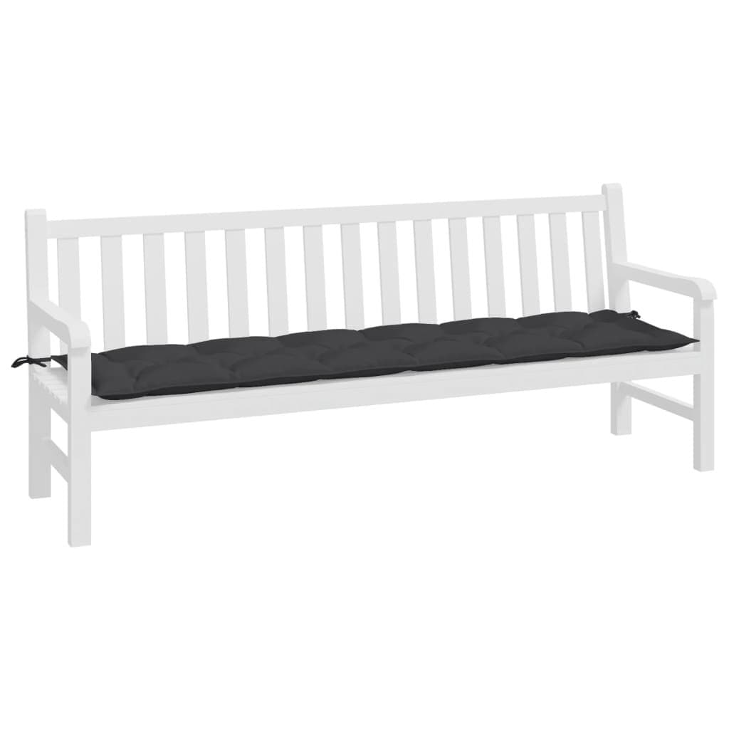 Outdoor Garden Bench Cushion Black 200x50x7cm